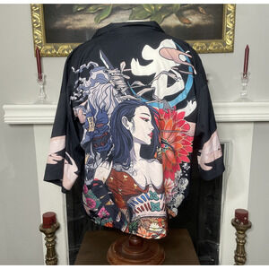 Stand Back Men's Swordart Harajuku Kimono Cardigan Large